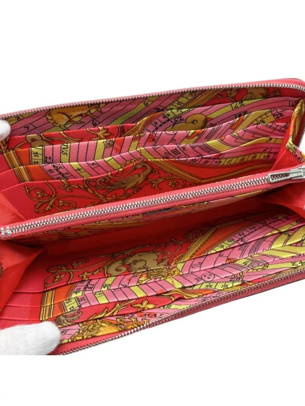 Hermes Wallet Azap Silk in Long Veau Pink Yellow Silver